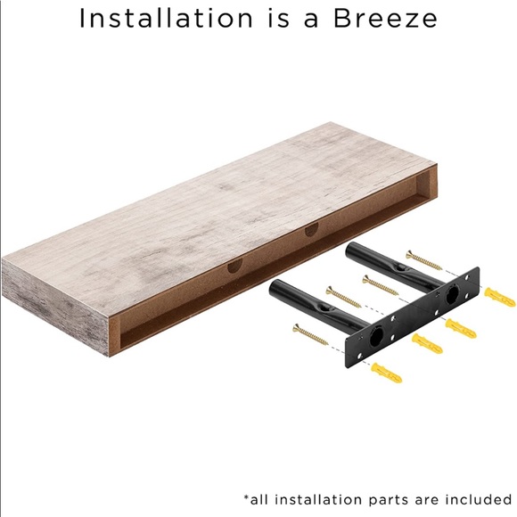 Sorbus ‘rustic wood look’. 3 piece floating shelf with hardware. - Picture 3 of 5